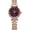 Rose Gold/Burgundy, variant on Diamond Collection Women Watch, Classic Quartz, Metal Band, Round Faceted Crystal Face, Elegant Dress Watch for Women
