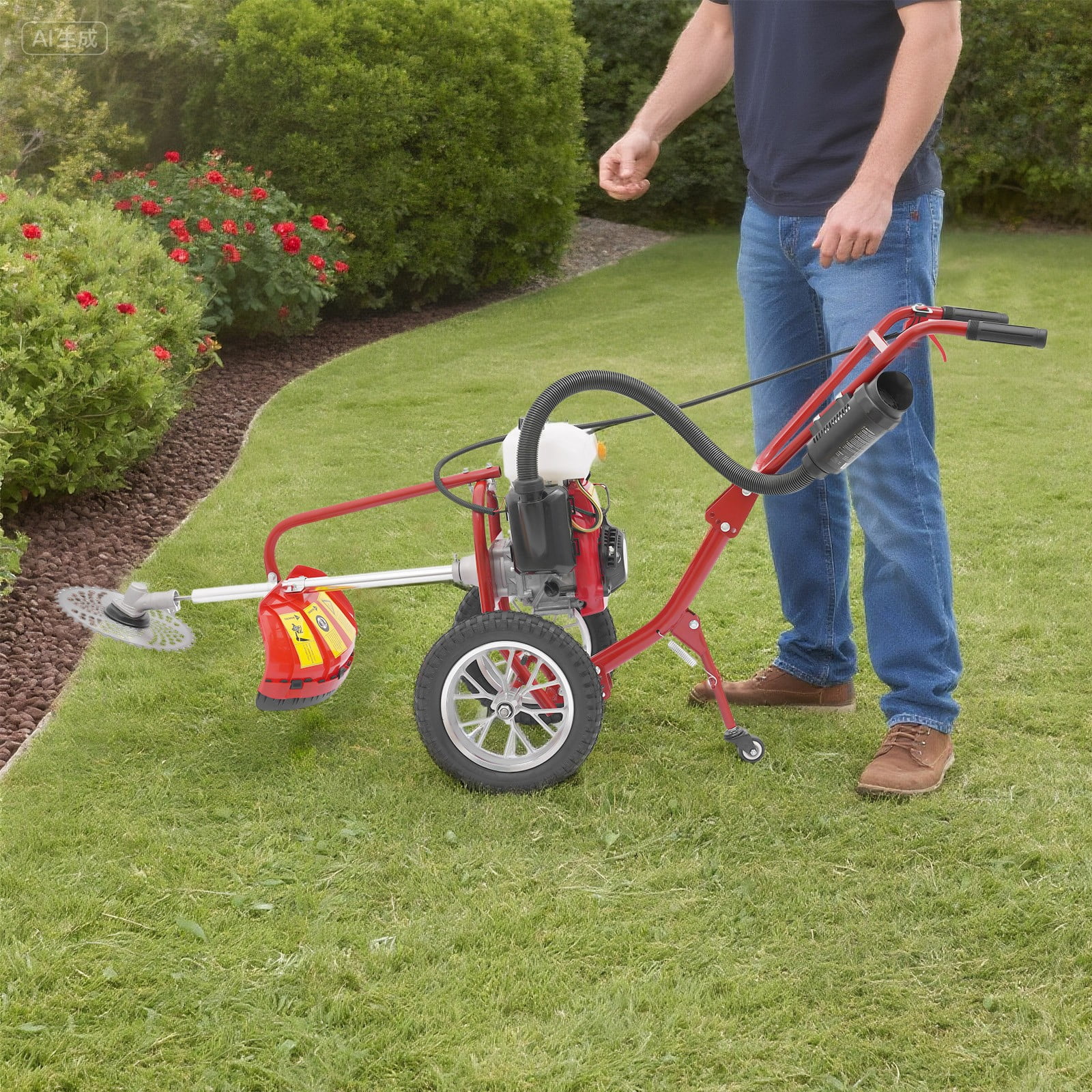 57.09*17.32*27.56 Good Performance Gasoline Mini Micro Cultivator Red and Black for Farms, Parks