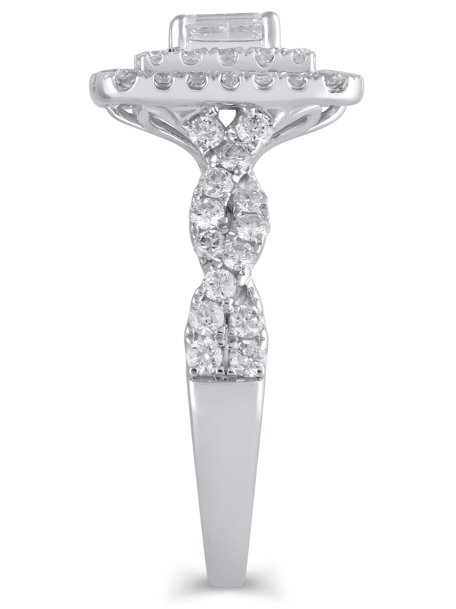 1-1/3 Carat T.W. (I2 clarity, H-I color) Brilliance Fine Jewelry Emerald cut Diamond Engagement Ring in 10kt White Gold, Size 8
