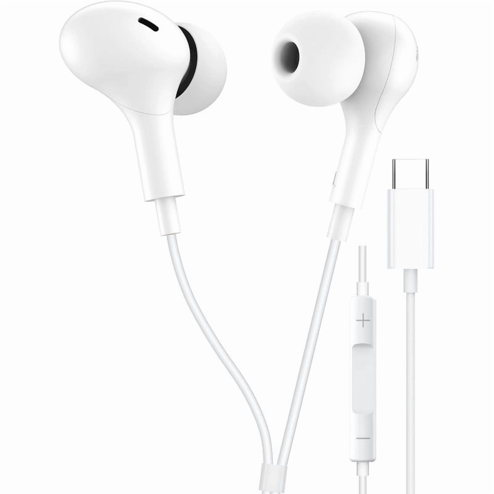 Afflux Type C Wired Headphones USB-C Earbuds Earphones Compatible with iPhone 16 Pro Max / 16 Pro / 16 Plus / for Samsung Galaxy S24/S23/S22/S21 Ultra, Google Pixel 8/7/6/6a, White