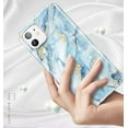 thumbnail image 3 of LUOLNH Gold Glitter Sparkle Case Compatible with iPhone 12 and iPhone 12 Pro 6.1 Inch Marble Design Shockproof Soft Silicone TPU Bumper Cover Skin Phone Case(Blue&White), 3 of 6