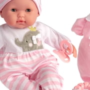 JC Toys Nonis Boutique 15 Realistic Pink Soft Body Baby Doll with Open/Close Eyes |10 Piece Gift Set with extra outfit & Accessories | Ages 2+