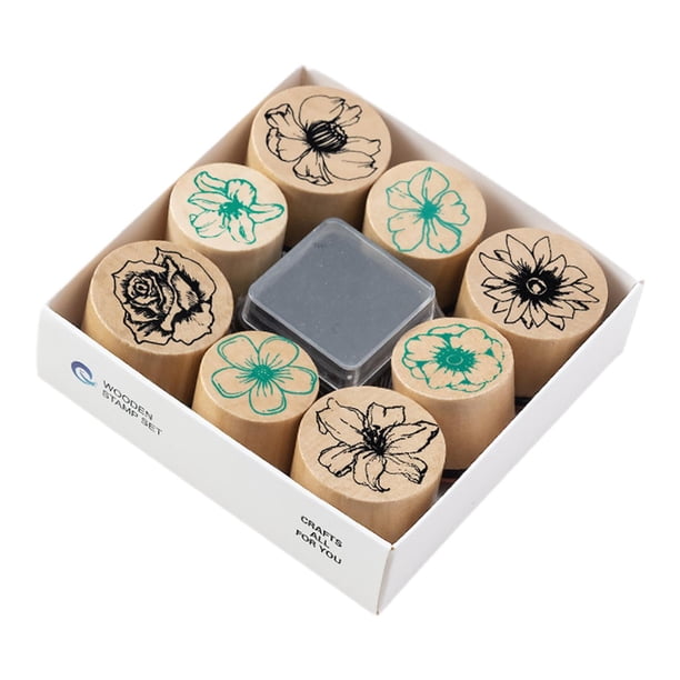 Juego de sellos de madera para niños, novedosos, decorativos, con símbolos, para hacer uno mismo. Flor