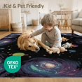 thumbnail image 4 of ODIKA 8'x10' Washable Area Rug Non-Shedding, Easy Care, Astronaut Galaxy Star Design With Cosmic Nebula Border Space Flowing Dynamic for King Size Bedroom Under Bed, Master Suite, 4 of 7