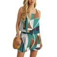 thumbnail image 3 of JWD Women's 2 Piece Square Neck Sleeveless Shorts Casual Set Women's Summer Top FP-Colorful Geometry 01 2XL, 3 of 9