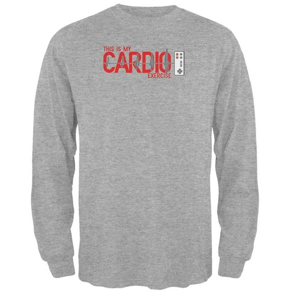My Cardio Exercise Game Controller Heartbeat Mens Long Sleeve T Shirt Heather 2XL