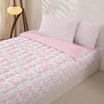thumbnail image 3 of Erosebridal Pink Check Daisy Zipper Queen Comforter Set with Fitted Sheet and 2 Pillowcases,Kawaii Flower Zipper Bedding Set For Girls,Pink Reversible,4-Piece, 3 of 7