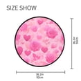 thumbnail image 5 of 36.2 Inch Round Floor Mat Pink Hearts and Roses Pattern Carpet Decor Rug for Living Room Bedroom, 5 of 6
