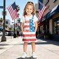 thumbnail image 2 of Likimi Toddler Kids Girls Suspenders Dress For Independence Day Square Neck Sleeveless Patriotic Printed Summer Fashion Comfort Dresses Red Size 6-7 Years, 2 of 5