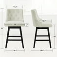 thumbnail image 5 of 26 Inch Bar Stools Set of 4,Swivel Counter Stools with Back, Linen Fabric Upholstered Barstools, Solid Wood Legs with Footrest, Modern Bar Stool（Beige）, 5 of 5