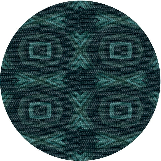 Ahgly Company Tapis Rond Lavable en Machine Intérieur Transitionnel Vert Sarcelle, 4 Pieds Rond