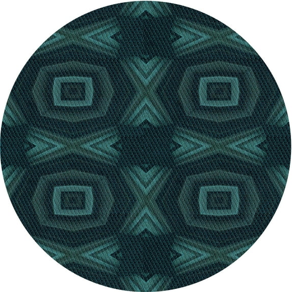 Ahgly Company Machine Washable Indoor Round Transitional Teal Green Area Rugs, 8' Round