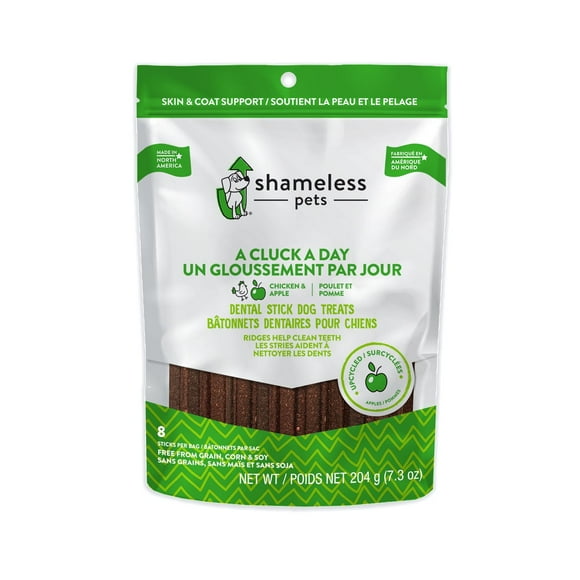Shameless Pets Cluck A Day Upcycled Chicken & Apple Dental Sticks Dog Treats