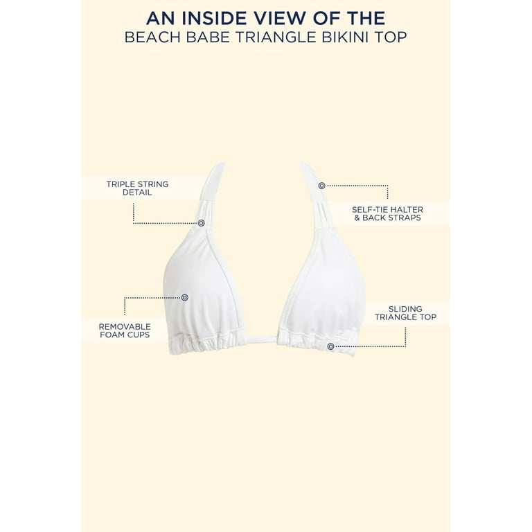 Swimsuits For All Women's Plus Size Beach Babe Triangle Bikini Set 14  White, White