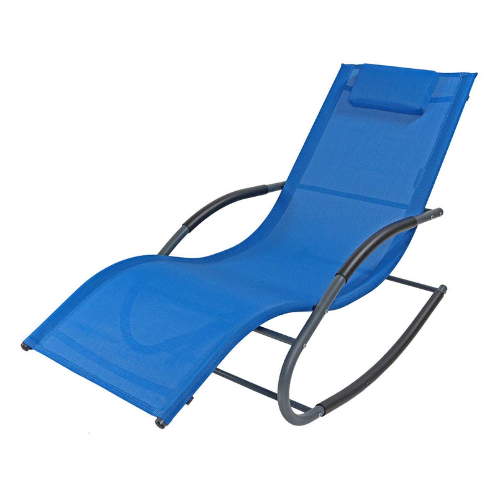 Sunnydaze Outdoor Rocking Wave Lounger with Pillow, Patio and Lawn