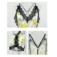 thumbnail image 6 of Odeerbi Ice Silk Onesie Pajamas for Women Sleep Rompers Sexy Lace Strap Bodysuit Fashion Printed Comfortable Backless Jumpsuit Yellow, 6 of 8