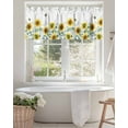 thumbnail image 2 of Yellow Sunflower Floral Kitchen Valances for Windows Sage Green Eucalyptus Leaf Valance Curtains&nbsp; for Kitchen /Living Room/Bedroom/ Bathroom Decor, 54"x18 " ,Rod Pocket 1 Panel, White, 2 of 7