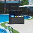 thumbnail image 2 of 100 Gallon Large Heavy-Duty UV-Resistant Resin Deck Box with Hinged Lid, Outdoor Storage for Pool Gear, Furniture & Garden Tools, Easy Assembly for Home & Commercial Use, 2 of 11