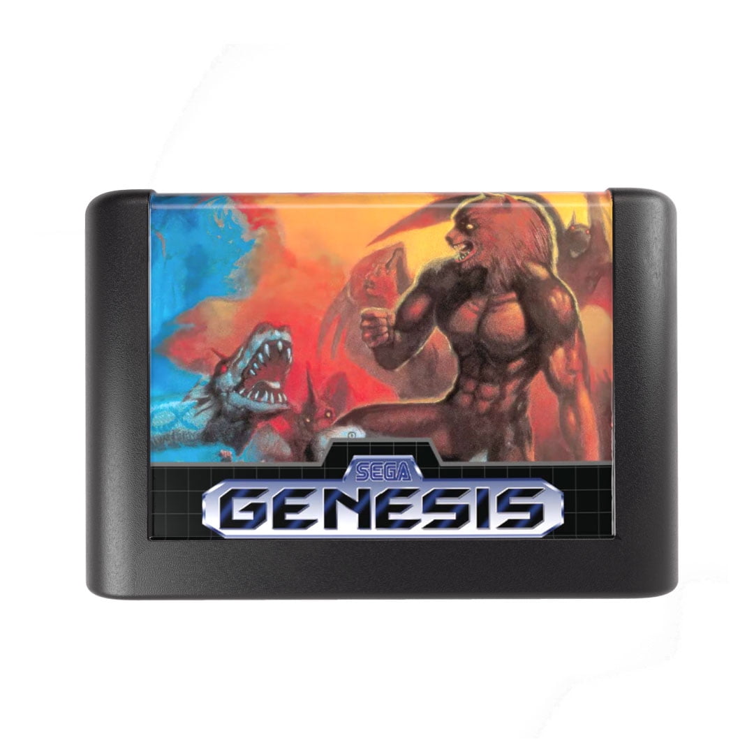 Console Heroes : Diorama de collection Altered Beast – Mini figurines de loup-garou et d'Aggar avec scène de boss du cimetière – Présentoir de cartouches rétro Sega Genesis – 8 ans et plus