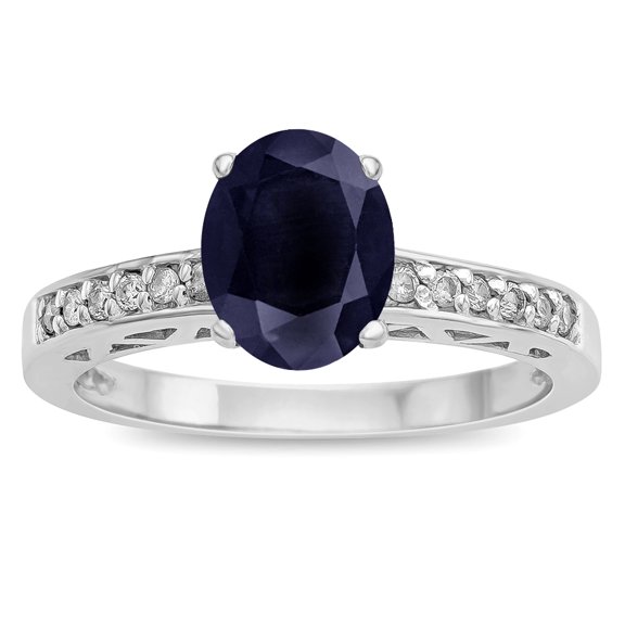 Star K � Oval 8x6 Genuine Black Sapphire Channel Set Engagement Promise Ring