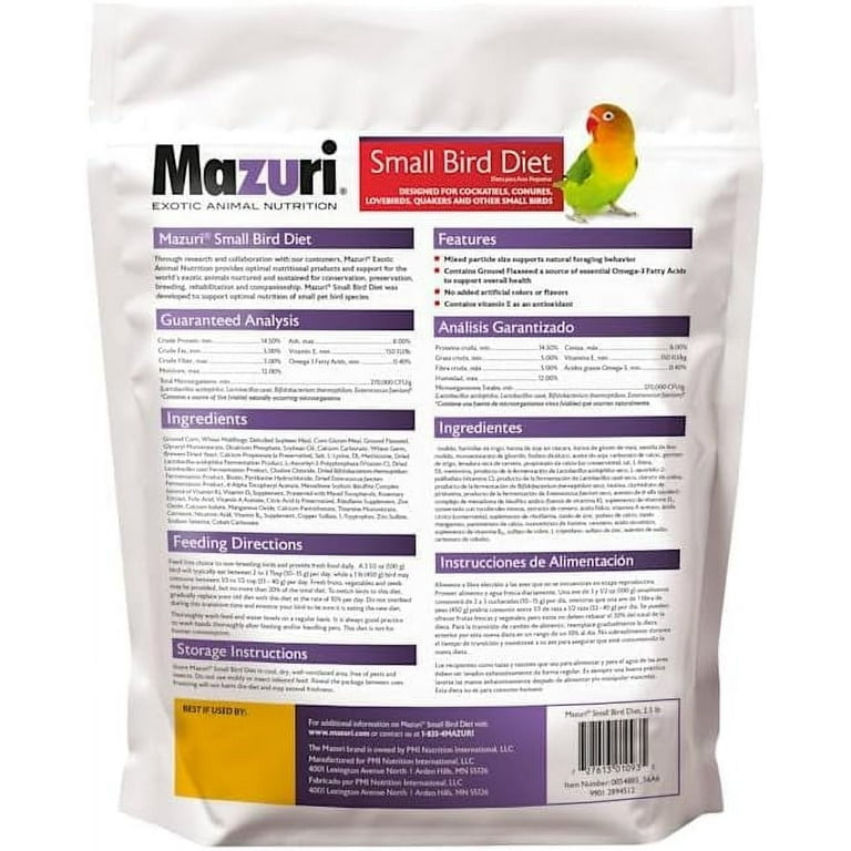 Mazuri Small Bird Food, 2.5 lbs. - Walmart.com