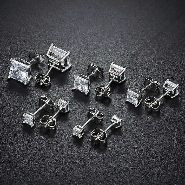 silver diamond lv earrings