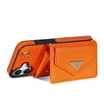 thumbnail image 3 of Decase for iPhone 16 Plus 6.7" - Organ Leather Case Wallet Case Card Slot Shockproof Kickstand Metal Closure Cash Pocket Flip Leather Case for iPhone 16 Plus 6.7",Orange, 3 of 6