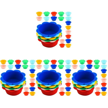 

BESTONZON 96 Pcs Silicone Muffin Liners Muffin Cake Liners Nonstick Baking Cups Silicone Cake Liners