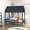 Navy Blue+Wood+Contemporary+Modern, variant on LHYY Bunk Bed Twin Over Twin Navy Blue Finish Sturdy Wood Frame Guard Rails Bedroom Furniture 1pc