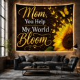 thumbnail image 6 of Mom You Help My World Bloom Sunflower on Wood Grain Background, Inspirational Boho for Flower Lovers, Loving Wall Art Decor, Mother's Day Gift Tapestry Wall Hanging for Living Room and Bedroom, 6 of 7