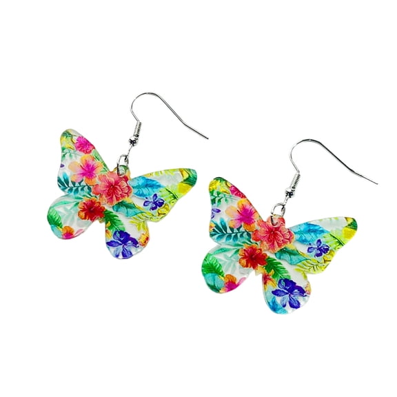 FENOHREFE Unique Dangle Earrings Colorful Flower Animals Pendant Drop Earrings Statement Jewelry Fashion Small Hoop Earrings