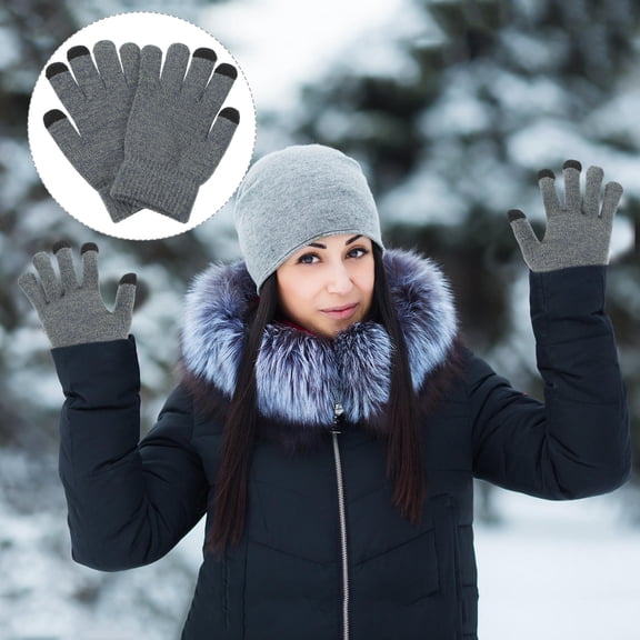 HEANUJJ 1Pair Grey Mens Running Gloves Warm Thermal Touchscreen Fitness Gloves for Outdoors