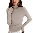 thumbnail image 2 of felwors All-in-One Women's Turtleneck Base Layer Soft Thermal Long Sleeve Top for Effortless Fall & Winter Style Khaki, L, 2 of 8