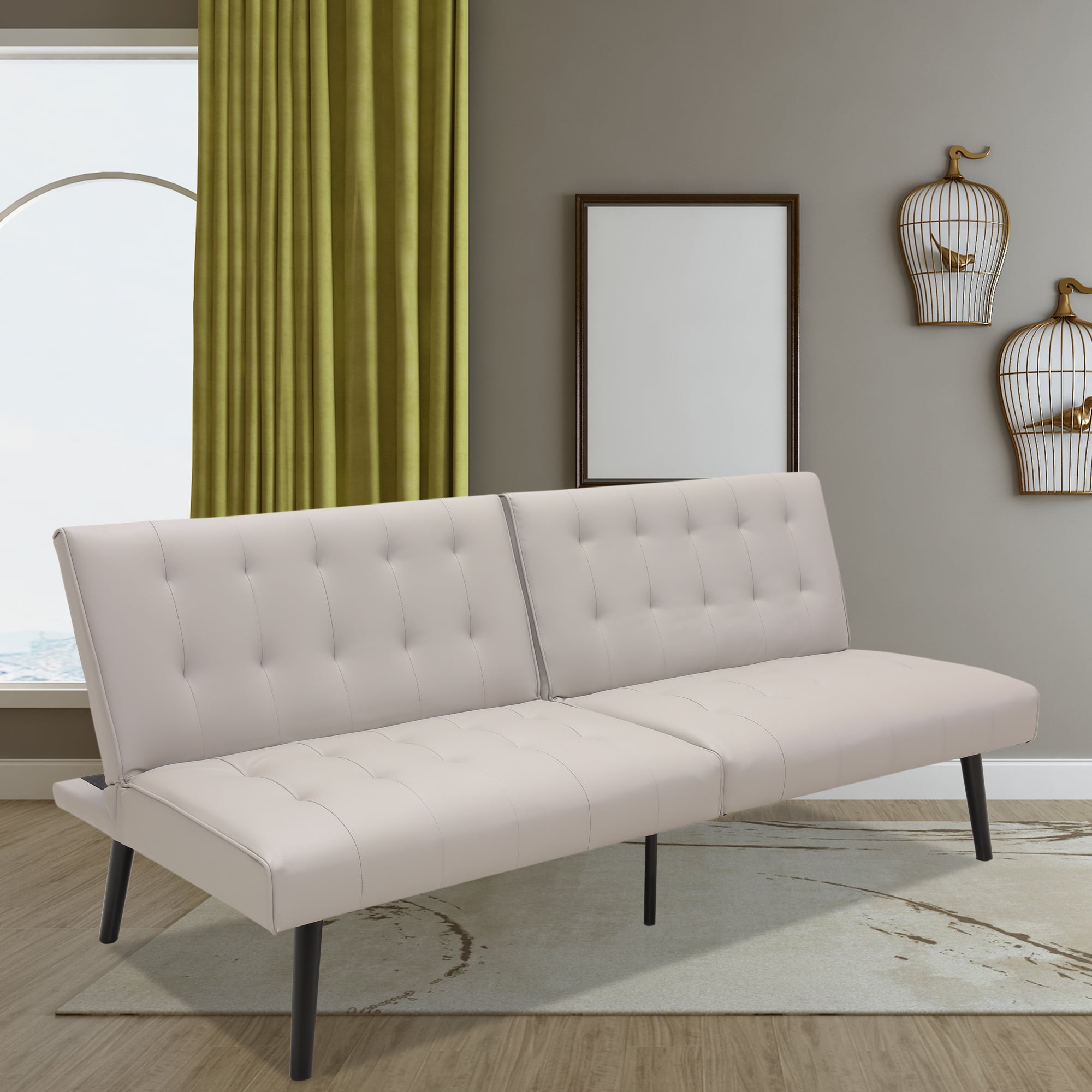PU Leather Futon Couch of 2 Seats Modern Style Futons ...