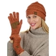 thumbnail image 2 of C.C Unisex Soft Stretch Cable Knit Beanie and Anti-Slip Touchscreen Gloves 2 Pc Set, Confetti Rust, 2 of 4