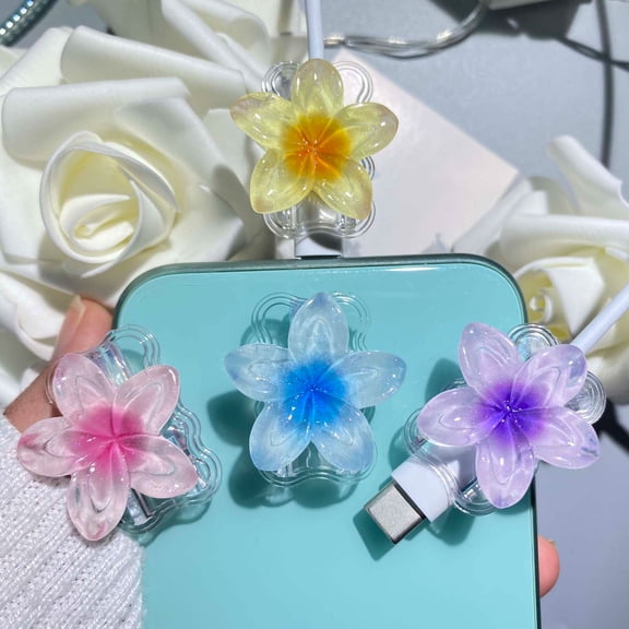 Tianyeda 4Pca Egg Flower Cord Protector For iPhone Type-c Charger