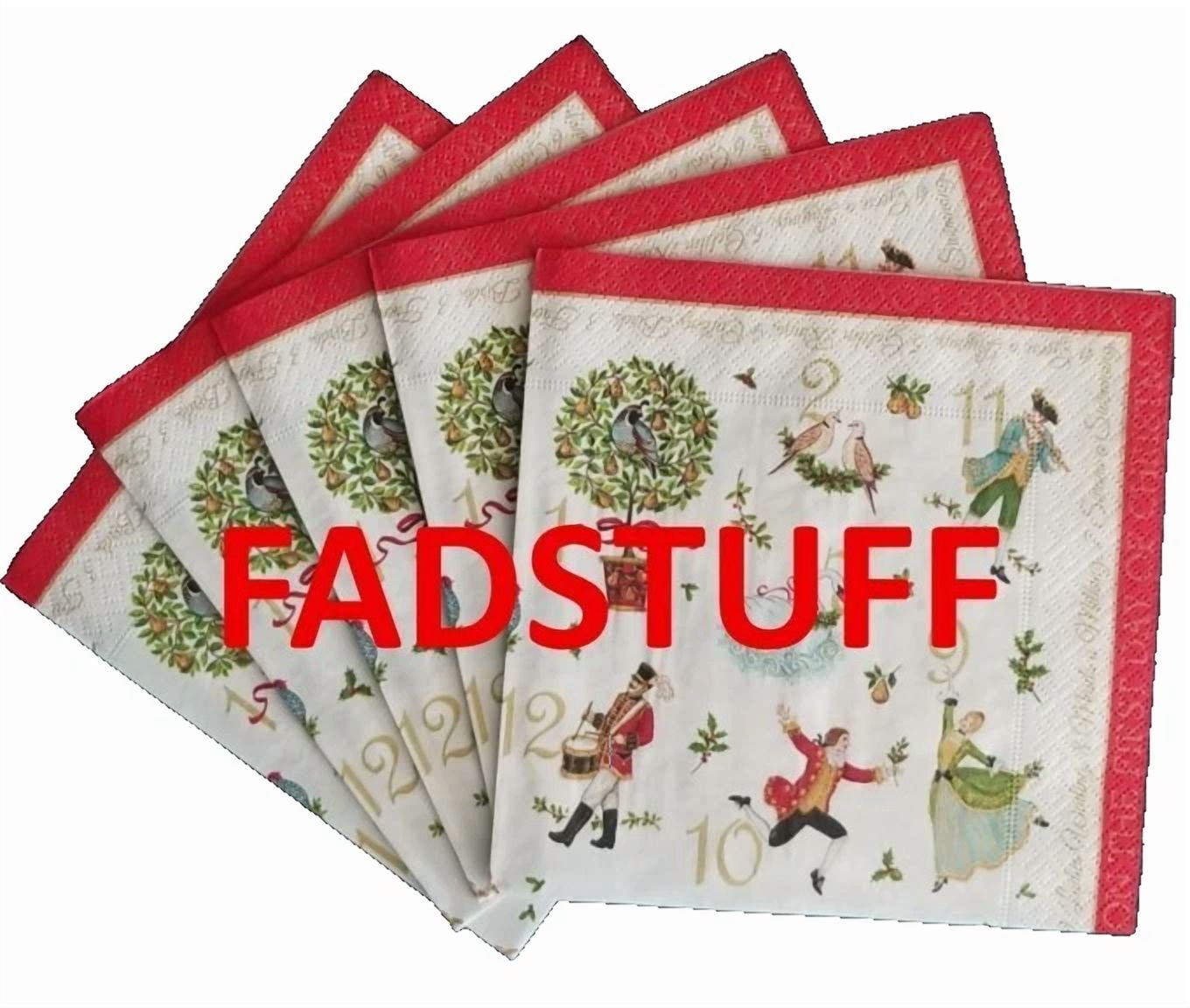 VIVA - Twelve 12 Days Of Christmas Paper Lunch Napkins For Oyster Shell Decoupage 5 Pc