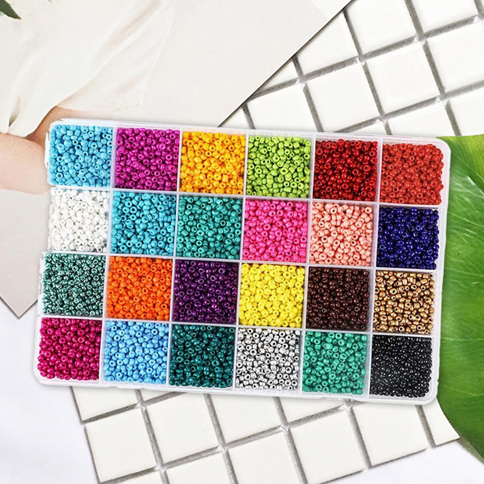 Milageto 14400pcs Glass Round Beads Loose, Small Beads Multicolor Craft Round Beads, for