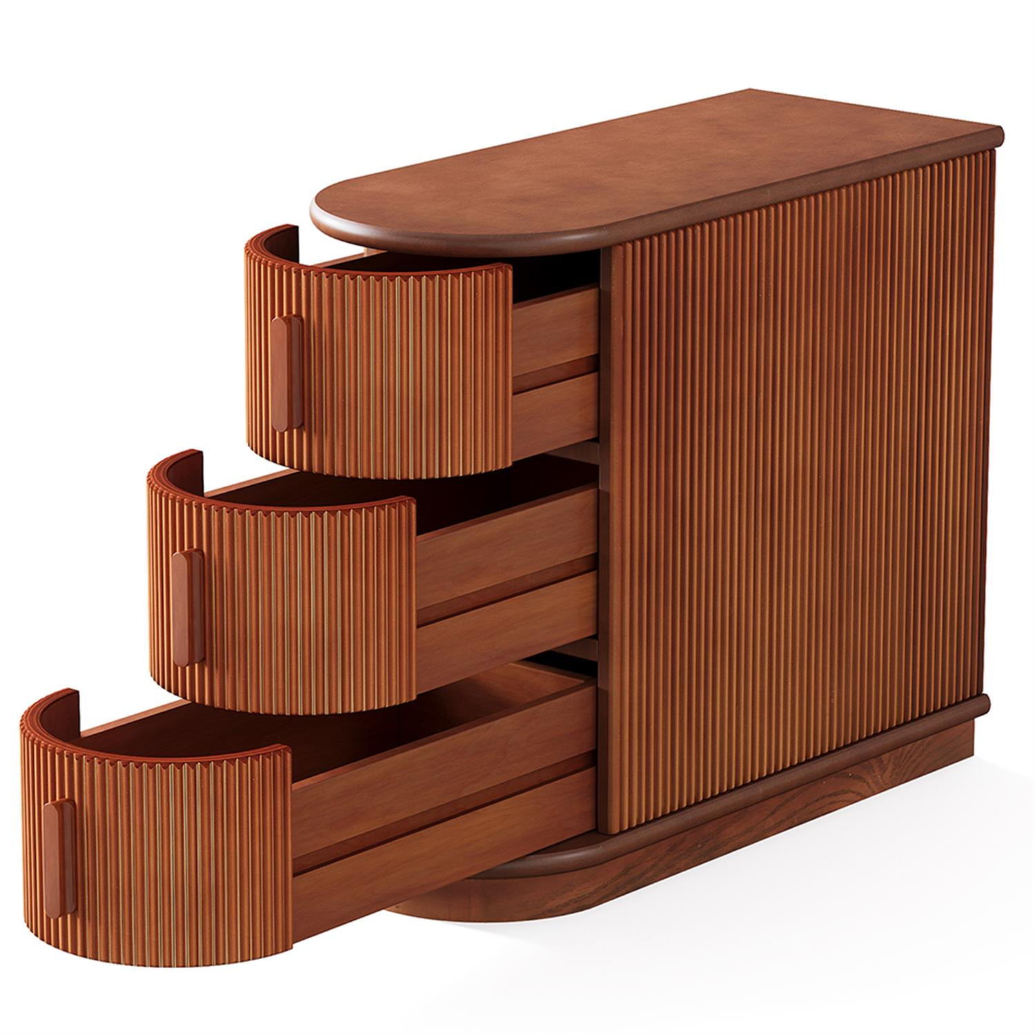 Demi Bonn Narrow Side Table with 3 Drawers, Wood Side End Table, Nightstand and Bedside Table with Storage, for Small Spaces, Brown