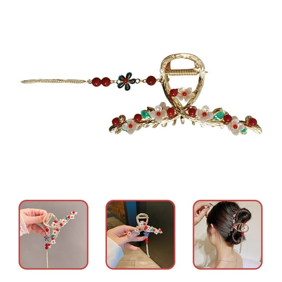 Toyvian Hair Accessories Metal Hair Claw Clip with Tassel for Women on Christmas 1Pack