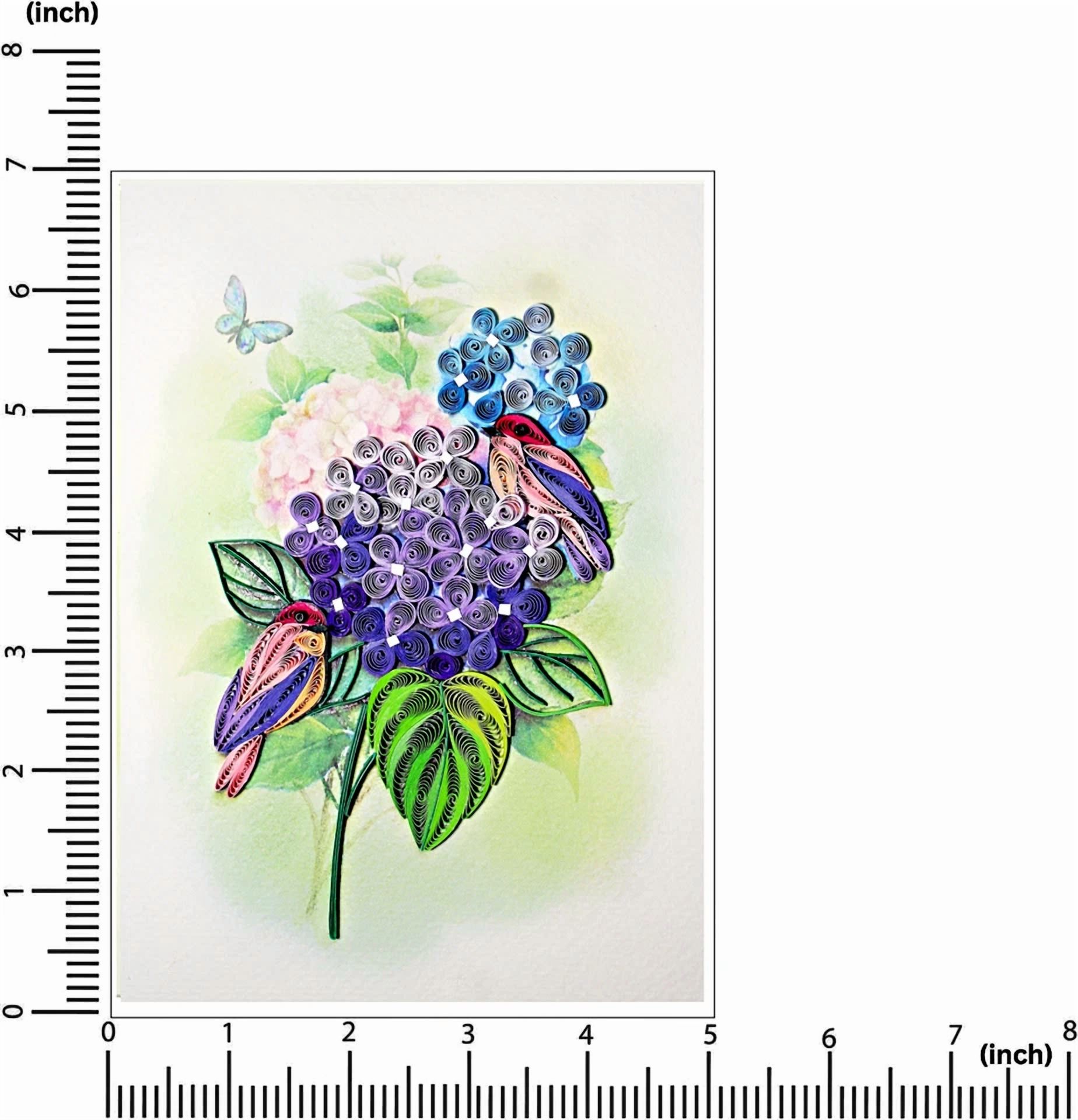 Hydrangea Quilling Greeting Card - Unique Dedicated Handmade Art