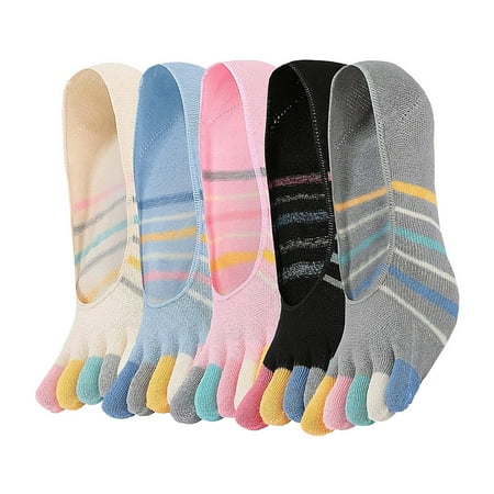 

5 Pairs Women Stripe Pattern Socks Warm Toe Socks Invisible Low Cut Socks