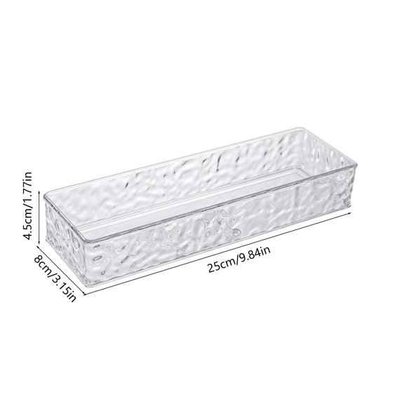Clear Drawer Divider Organizer, Stackable PET Plastic Storage, Vanity Desktop Organizer for Makeup & Jewelry, Adjustable Compartments for Bedroom​, B