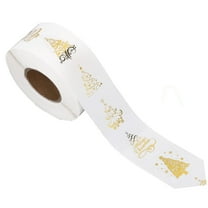JeashCHAT 1 Roll 500 Pieces Clear Christmas Stickers Gold Foil Christmas Tree Seal Stickers Self Adhesive Present Labels