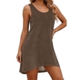 thumbnail image 3 of TAGOLD Womens Sleeveless V Neck Dress Solid Color Deep V Beach Cover Up Swim Dress, 3 of 5