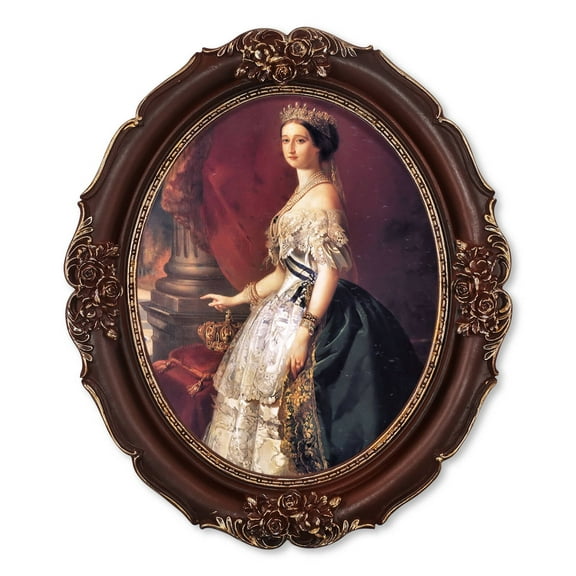 Oval Picture Frames， Vintage Photo Frame for 8x10 Image, Mahogany with Gold Accents, Wall Hanging Frames