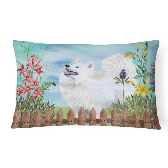 Carolines Treasures CK1253PW1216 Samoyed Spring Canvas Fabric Decorative Pillow