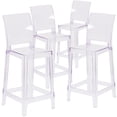 thumbnail image 1 of 4 Pk. Ghost Counter Stool with Square Back in Transparent Crystal, 1 of 9