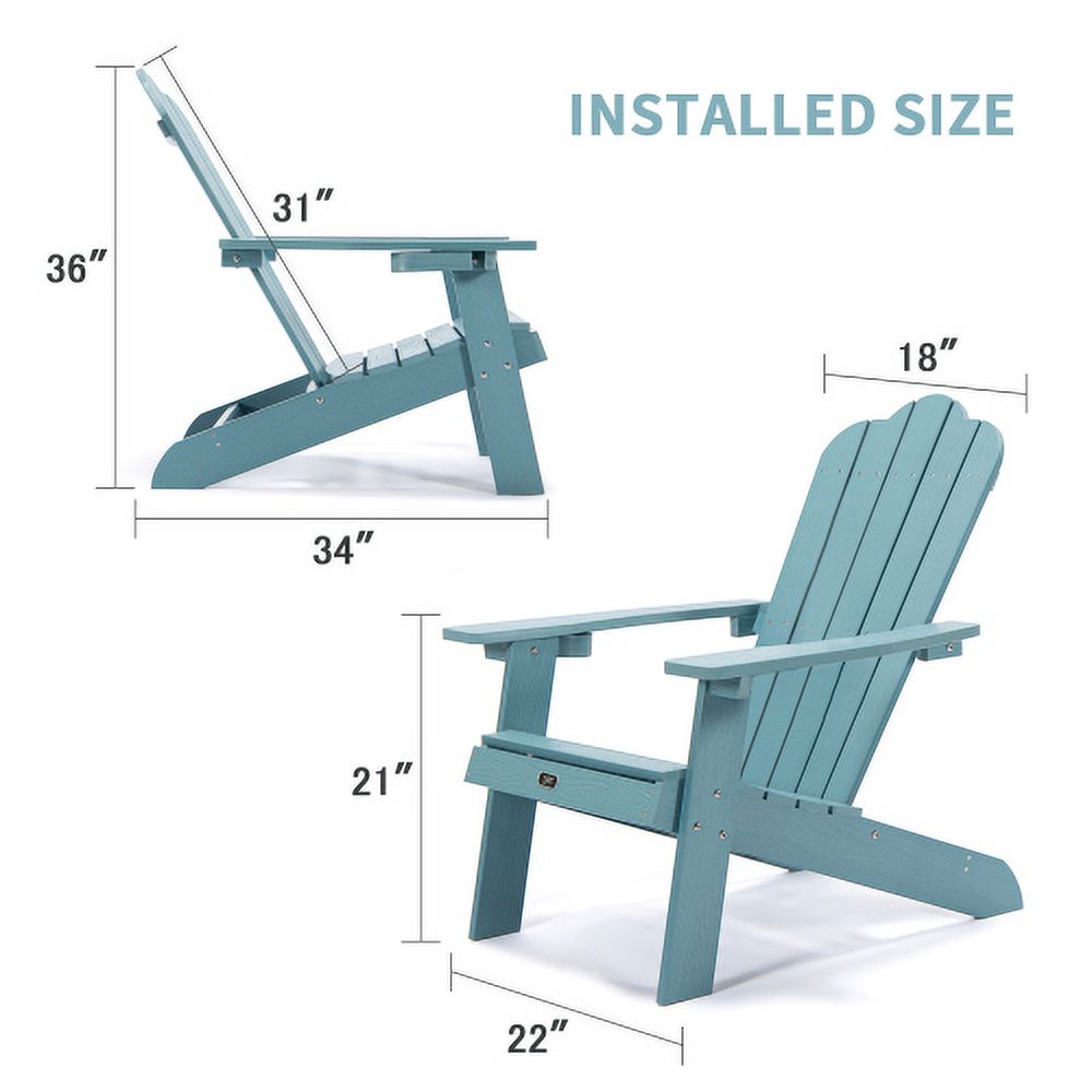 Outdoor Patio Wooden Classic Adirondack Chair Lounge Chair - Blue - image 2 of 6