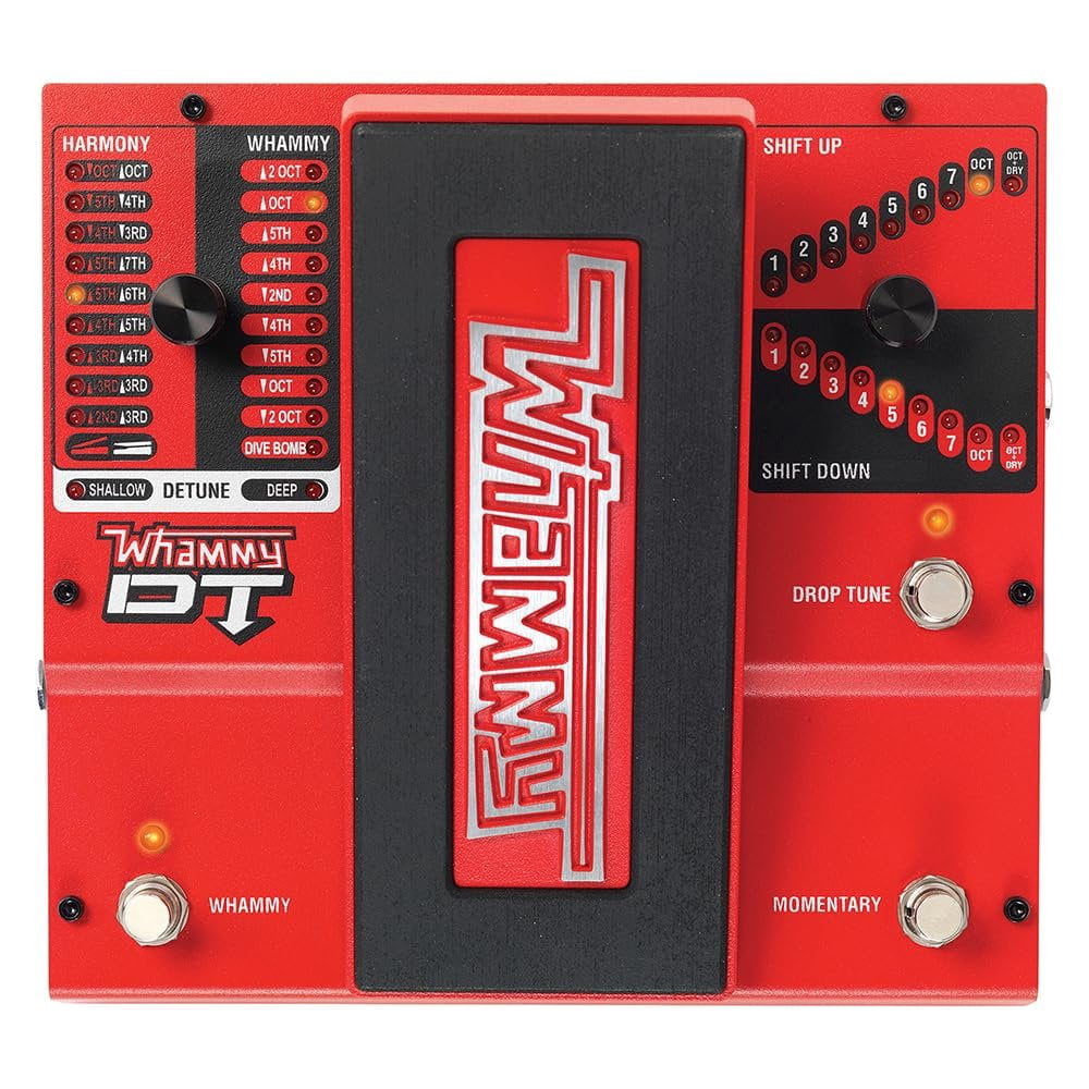 DigiTech Whammy DT Drop Tune Guitar Effects Pedal Bundle w/2x Strukture S6P48 Woven Right Angle Patch Cables, 12x Guitar Picks and Liquid Audio Polishing Cloth